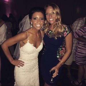 Navy blue with detailed sheer shoulders dress